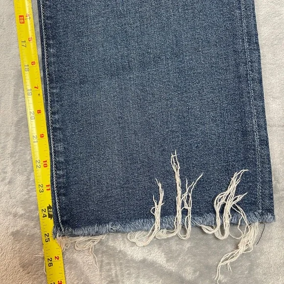 7 For All Mankind Jeans Womens Size 27 Cropped Alexa Blue Distressed Raw Hem - Picture 6 of 8